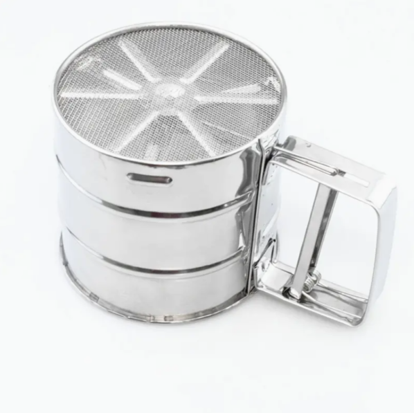 Stainless Steel Powder Sifter, Handheld Semi-automatic Filter Flour Sieve, Mesh Sieve, Biscuit Sugar Powder Filter, Baking Tool, For Kitchen Bakery Pastry Shop Commercial Use