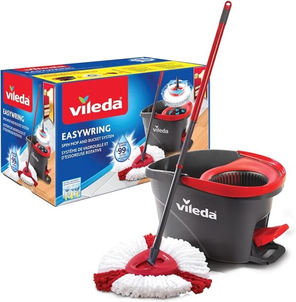 Vileda EasyWring Microfibre Spin Mop & Bucket Floor Cleaning Set